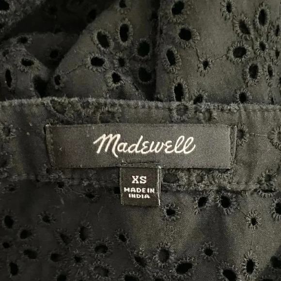 Madewell XS black eyelet ruffle sleeve button top Whimpsygoth Fairycore - Picture 4 of 6